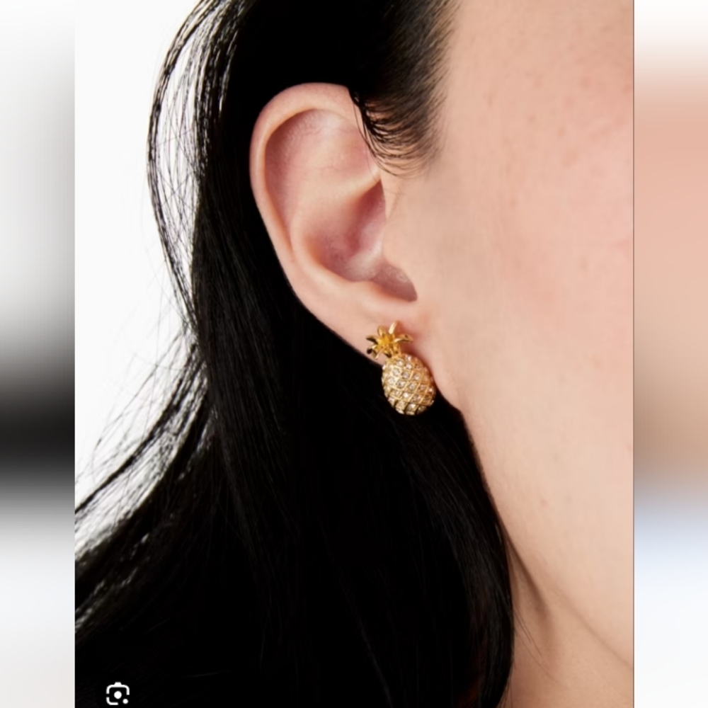 Kate Spade Pave Crystal Pineapple Studs Earrings New